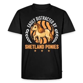 Facilement distrait par Shetland Ponies Shetty - T-shirt Premium bio Homme - noir - Devant - Nico (187cm)