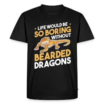 Bearded Dragon Pogona Gift - Men's Premium Organic T-Shirt - black - Front - Nico (187cm)