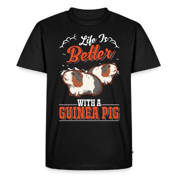 La vie est meilleure avec un cochon d’Inde Meerschweinchen - T-shirt Premium bio Homme - noir - Devant - Nico (187cm)