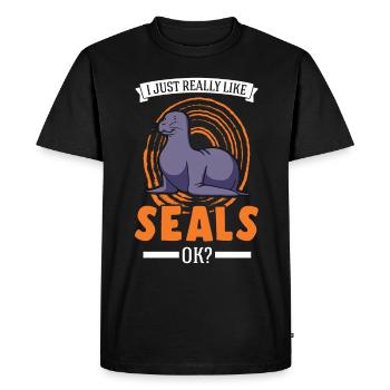 J’aime vraiment les seals seal - T-shirt Premium bio Homme - noir - Devant - Nico (187cm)