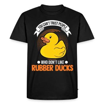 Canard en caoutchouc Cadeau Canard Grinçant Canard Bain Canard - T-shirt Premium bio Homme - noir - Devant - Nico (187cm)