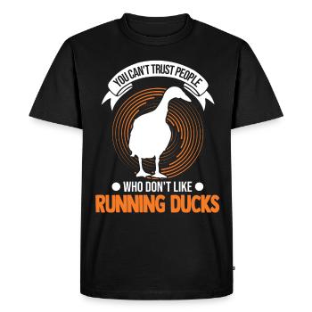 Indian Running Gift Running Duck - Men's Premium Organic T-Shirt - black - Front - Nico (187cm)