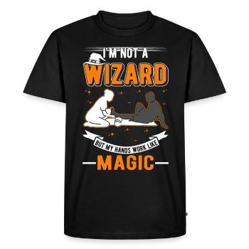 Physiothérapeute Magicien Physiothérapie Physio - T-shirt Premium bio Homme - noir - Devant - Nico (187cm)