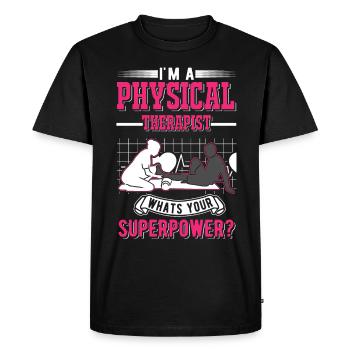 Physiothérapeute Superpuissance Physiothérapie Physio - T-shirt Premium bio Homme - noir - Devant - Nico (187cm)