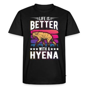 La vie est meilleure avec une Hyène Loup de Terre Hyène - T-shirt Premium bio Homme - noir - Devant - Nico (187cm)