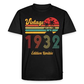 Vintage 1932 édition limitée Anniversaire Cadeau - T-shirt Premium bio Homme - noir - Devant - Nico (187cm)