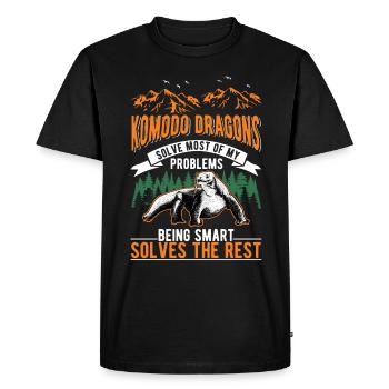 Lézard moniteur dragon de Komodo - T-shirt Premium bio Homme - noir - Devant - Nico (187cm)