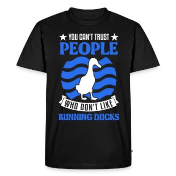Indian Running Gift Running Duck - Men's Premium Organic T-Shirt - black - Front - Nico (187cm)