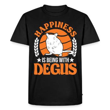 Le bonheur, c’est d’être avec Degus Degu - T-shirt Premium bio Homme - noir - Devant - Nico (187cm)