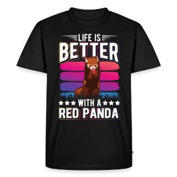 La vie est meilleure avec un panda roux roter panda - T-shirt Premium bio Homme - noir - Devant - Nico (187cm)
