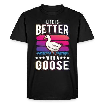 Life is better with a Goose Goose Breeder Goose - Men's Premium Organic T-Shirt - black - Front - Nico (187cm)