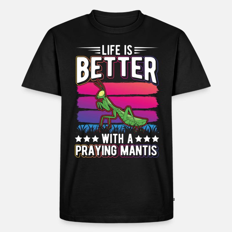 Gottesanbeterin Mantis Fangschrecke - Männer Premium Bio T-Shirt - Schwarz