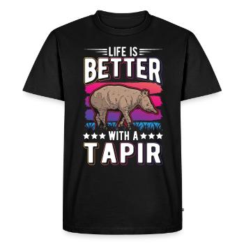 La vie est meilleure avec un Tapir - T-shirt Premium bio Homme - noir - Devant - Nico (187cm)