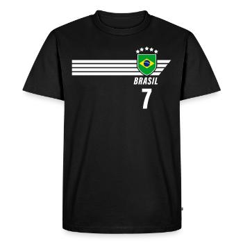 Brésil Maillot de fan de football brésilien Seleção - T-shirt Premium bio Homme - noir - Devant - Nico (187cm)