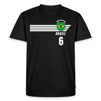 Brésil Maillot de fan de football brésilien Seleção - T-shirt Premium bio Homme - noir - Devant - Nico (187cm)