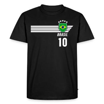 Brésil Maillot de fan de football brésilien Seleção - T-shirt Premium bio Homme - noir - Devant - Nico (187cm)