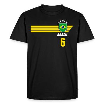 Brésil Maillot de fan de football brésilien Seleção - T-shirt Premium bio Homme - noir - Devant - Nico (187cm)