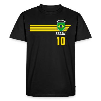 Brésil Maillot de fan de football brésilien Seleção - T-shirt Premium bio Homme - noir - Devant - Nico (187cm)