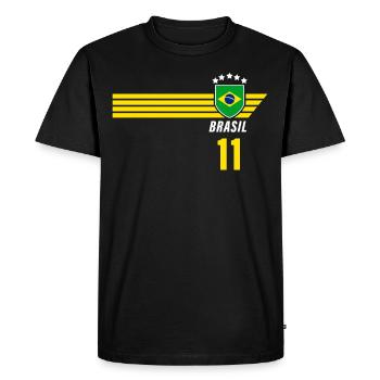 Brésil Maillot de fan de football brésilien Seleção - T-shirt Premium bio Homme - noir - Devant - Nico (187cm)