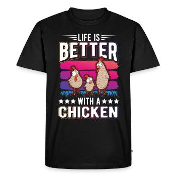 La vie est meilleure avec un poulet éleveur de poulets - T-shirt Premium bio Homme - noir - Devant - Nico (187cm)