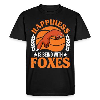 Le bonheur, c’est d’être avec Foxes Fuchs - T-shirt Premium bio Homme - noir - Devant - Nico (187cm)
