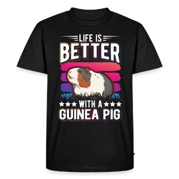 La vie est meilleure avec un cochon d’Inde Meerschweinchen - T-shirt Premium bio Homme - noir - Devant - Nico (187cm)