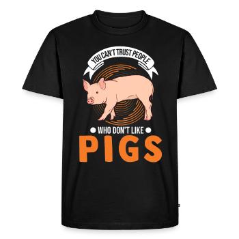 Cadeau cochon Fermier Cochons - T-shirt Premium bio Homme - noir - Devant - Nico (187cm)