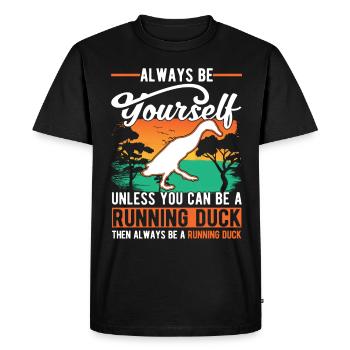 Indian Running Gift Running Duck - Men's Premium Organic T-Shirt - black - Front - Nico (187cm)