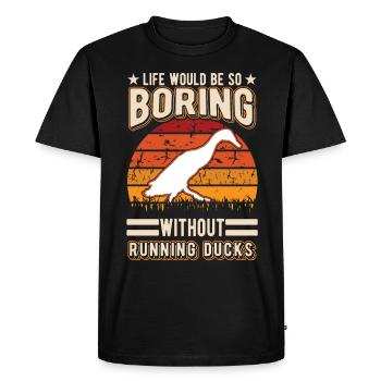 Indian Running Gift Running Duck - Men's Premium Organic T-Shirt - black - Front - Nico (187cm)