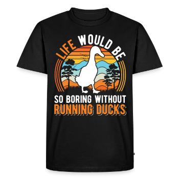 Indian Running Gift Running Duck - Men's Premium Organic T-Shirt - black - Front - Nico (187cm)