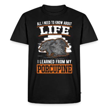 Porc-épic Cadeau Porc-épic - T-shirt Premium bio Homme - noir - Devant - Nico (187cm)