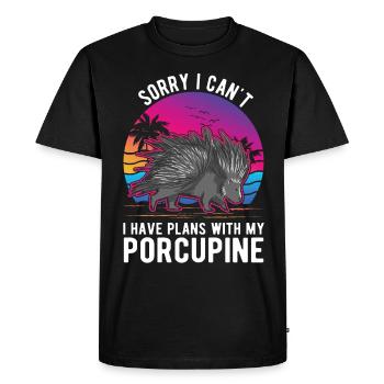 Porc-épic Cadeau Porc-épic - T-shirt Premium bio Homme - noir - Devant - Nico (187cm)