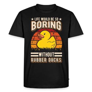Canard en caoutchouc Cadeau Canard Grinçant Canard Bain Canard - T-shirt Premium bio Homme - noir - Devant - Nico (187cm)