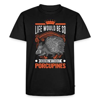 Porc-épic Cadeau Porc-épic - T-shirt Premium bio Homme - noir - Devant - Nico (187cm)