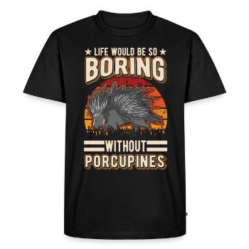 Porc-épic Cadeau Porc-épic - T-shirt Premium bio Homme - noir - Devant - Nico (187cm)