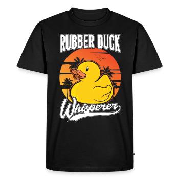 Canard en caoutchouc Whisperer Canard grinçant Canard baignant Canard - T-shirt Premium bio Homme - noir - Devant - Nico (187cm)