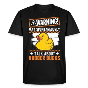 Peut parler spontanément de Rubber Ducks - T-shirt Premium bio Homme - noir - Devant - Nico (187cm)