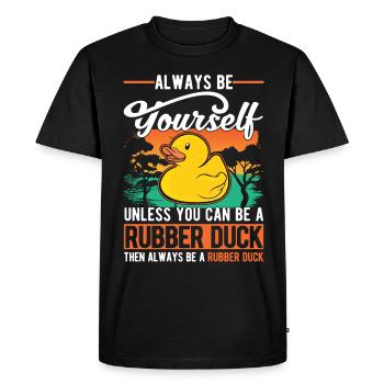 Canard en caoutchouc Canard grinçant Canard de bain - T-shirt Premium bio Homme - noir - Devant - Nico (187cm)