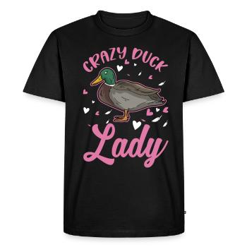 Crazy Duck lady éleveur de canards - T-shirt Premium bio Homme - noir - Devant - Nico (187cm)