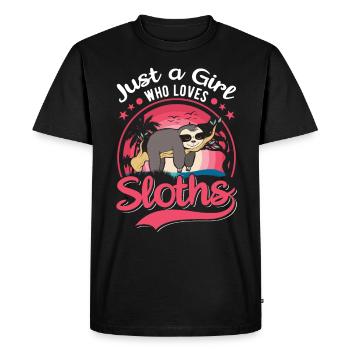 Juste une fille qui aime les paresseux Faultier Mädchen - T-shirt Premium bio Homme - noir - Devant - Nico (187cm)