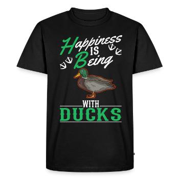 Le bonheur, c’est d’être avec Ducks Duck Duck Breeder - T-shirt Premium bio Homme - noir - Devant - Nico (187cm)