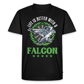 Life is better with a Falcon Falconer Falcon - Men's Premium Organic T-Shirt - black - Front - Nico (187cm)