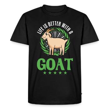 La vie est meilleure avec une chèvre Ziegenwirt Ziege - T-shirt Premium bio Homme - noir - Devant - Nico (187cm)