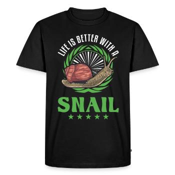 Life is better with a Snail Schnecke - Men's Premium Organic T-Shirt - black - Front - Nico (187cm)
