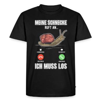My snail calls I have to go - Men's Premium Organic T-Shirt - black - Front - Nico (187cm)