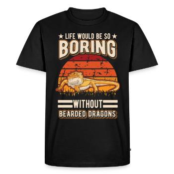 Bearded Dragon Pogona Gift - Men's Premium Organic T-Shirt - black - Front - Nico (187cm)