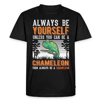 Chameleon Gift Chameleon - Men's Premium Organic T-Shirt - black - Front - Nico (187cm)