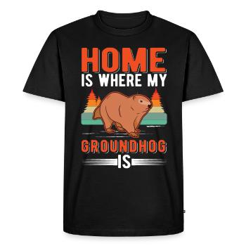 Marmotte Home Groundhog Day Marmotte - T-shirt Premium bio Homme - noir - Devant - Nico (187cm)