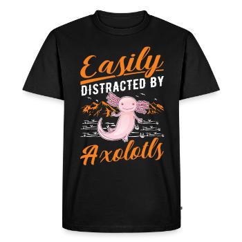 Easily distracted by Axolotls Tail Luch - Men's Premium Organic T-Shirt - black - Front - Nico (187cm)
