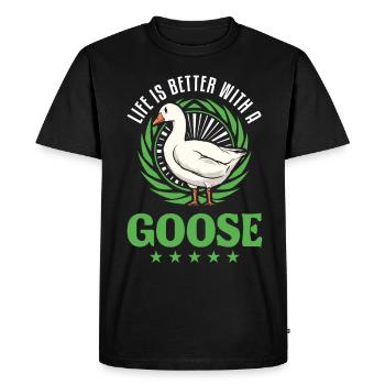 Life is better with a Goose Goose Breeder Goose - Men's Premium Organic T-Shirt - black - Front - Nico (187cm)